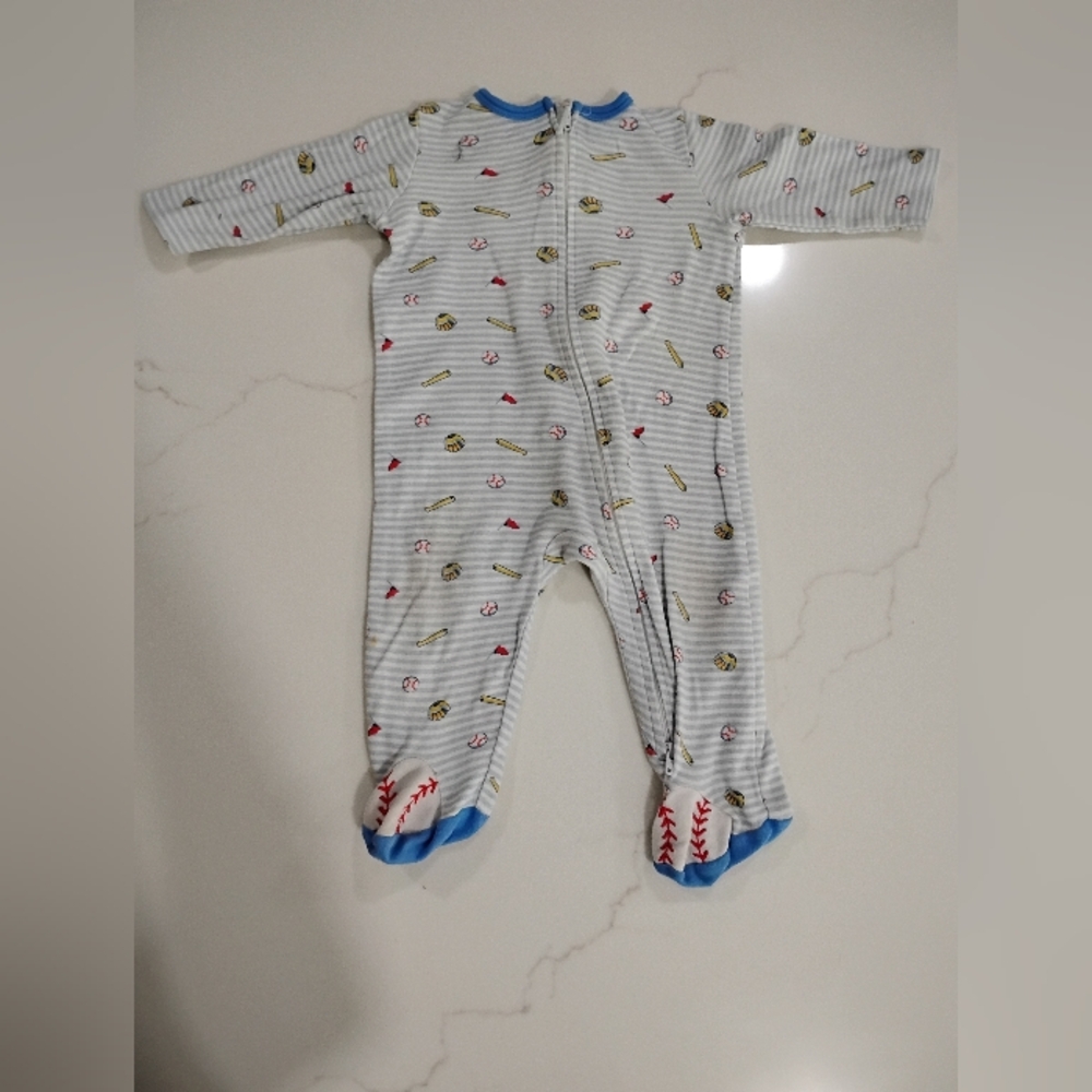 Little Me Striped Blue and White Kids One Piece Size 6mo